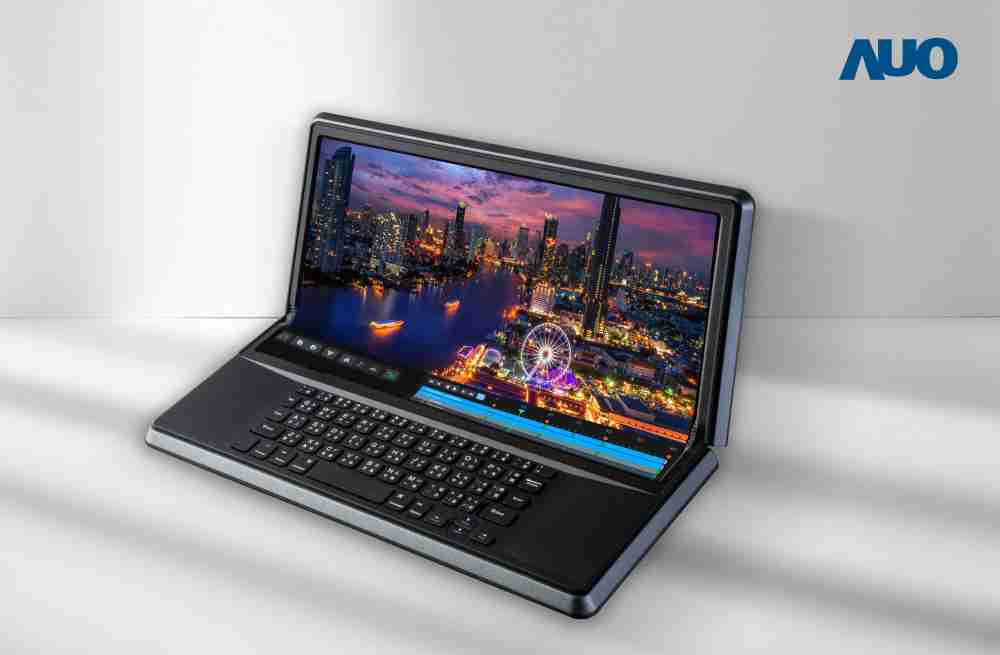 尊时凯龙14.6吋Micro LED折迭显示屏幕，，，搭配半径4mm的弯折绞炼，，以及高画素、、、、高亮度、、高对比度的显示技术特点，，，即便在大视角下仍保有绝佳色相与亮度