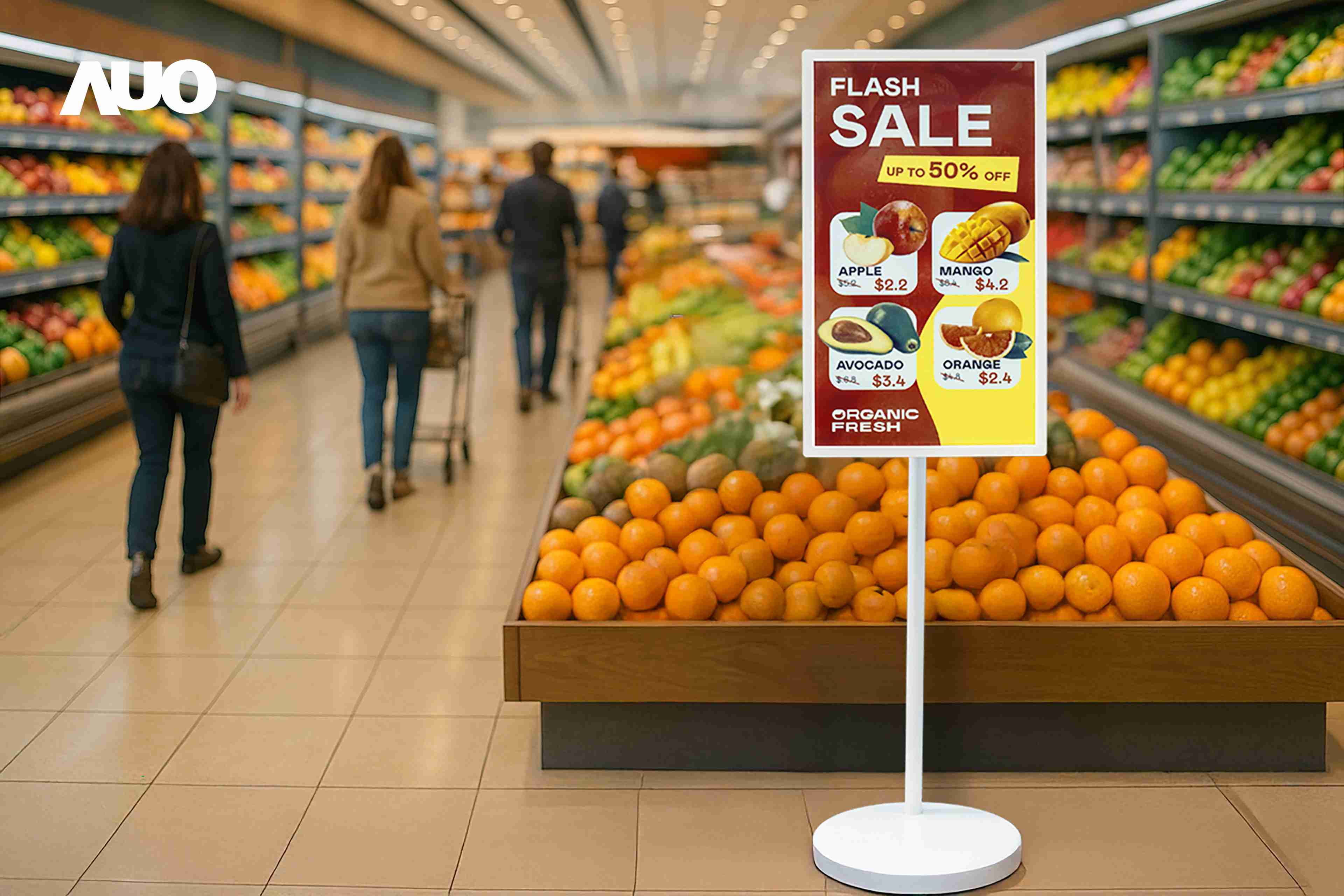 达擎首亮相低功耗、、、、全彩的〝aecoPost电子纸解决方案〞，，仅在更新画面时需要微量的电力驱动，，，，无需布建电线的便捷设计，，，，使其可灵活应用、、随意置放，，，，并可透过云端或行动装置app，，轻松管理及排程广告内容，，晋升店头营销利器。。