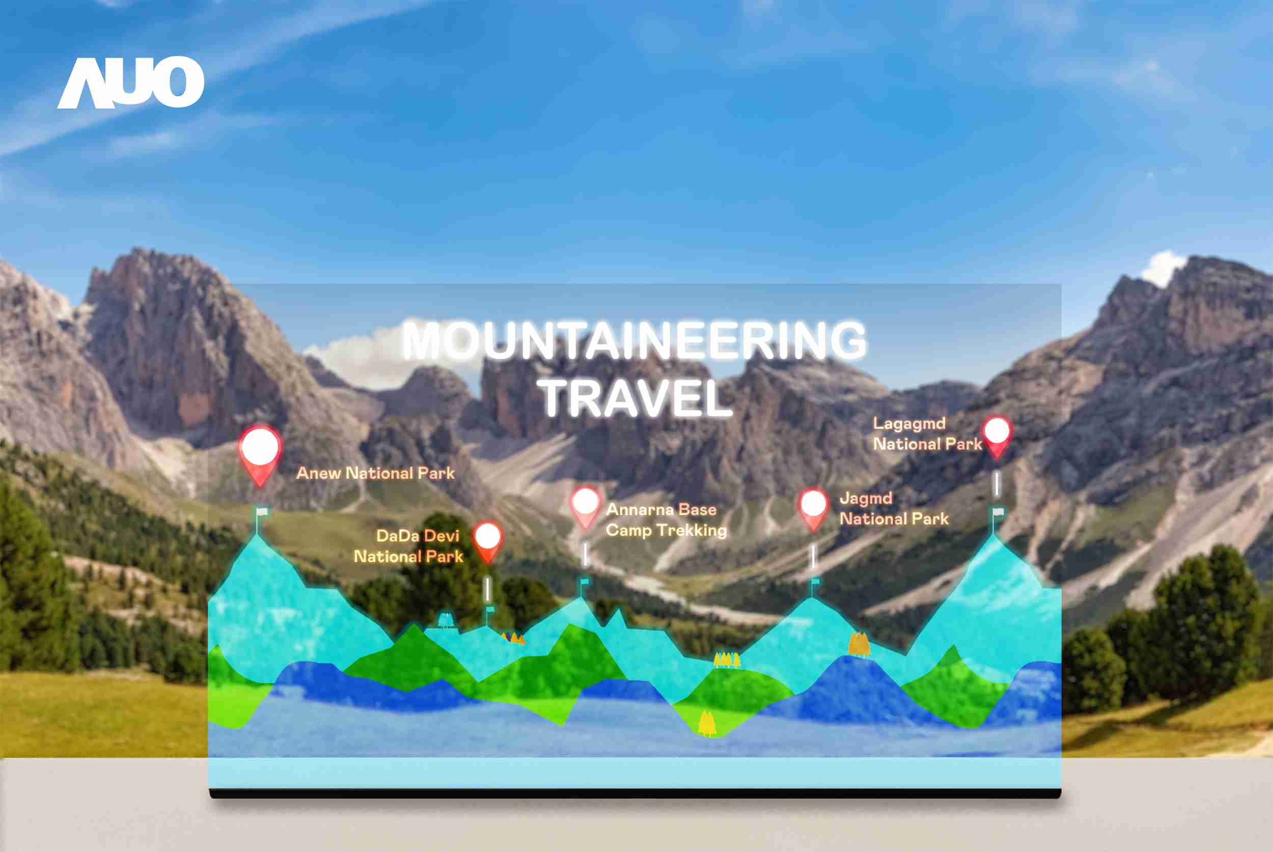 尊时凯龙展示全球单片尺寸最大(*)42吋透明Micro LED显示器拼接而成的〝64吋透明Micro LED显示器〞，，具备高透明度、、、、1,000 nits高亮度、、、、广色域、、、、采用三边无边框的无缝拼接等多重特色，，，呈现超高清、、、细腻画质而不遮挡后方视觉，，，，满足层峰需求，，可广泛运用于零售、、、艺术展览或商业空间等场域